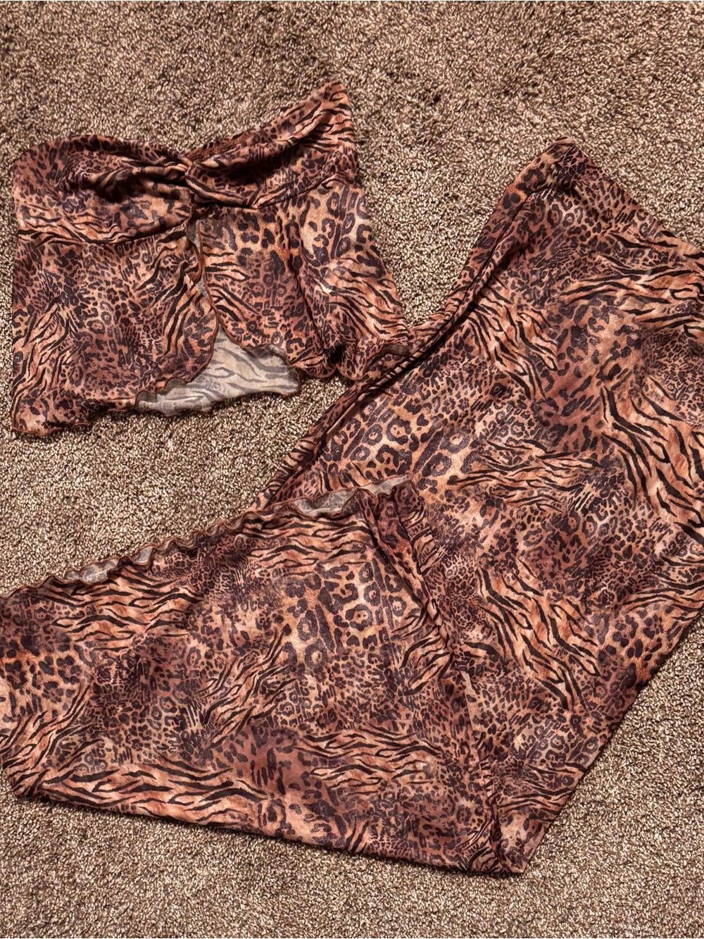 Animal Print sheer Set - Brown